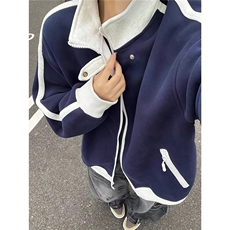 拼接立领卫衣男款秋冬美式运动开衫重磅挺廓青少年外套LWY099-P45，女装短外套，星座1008