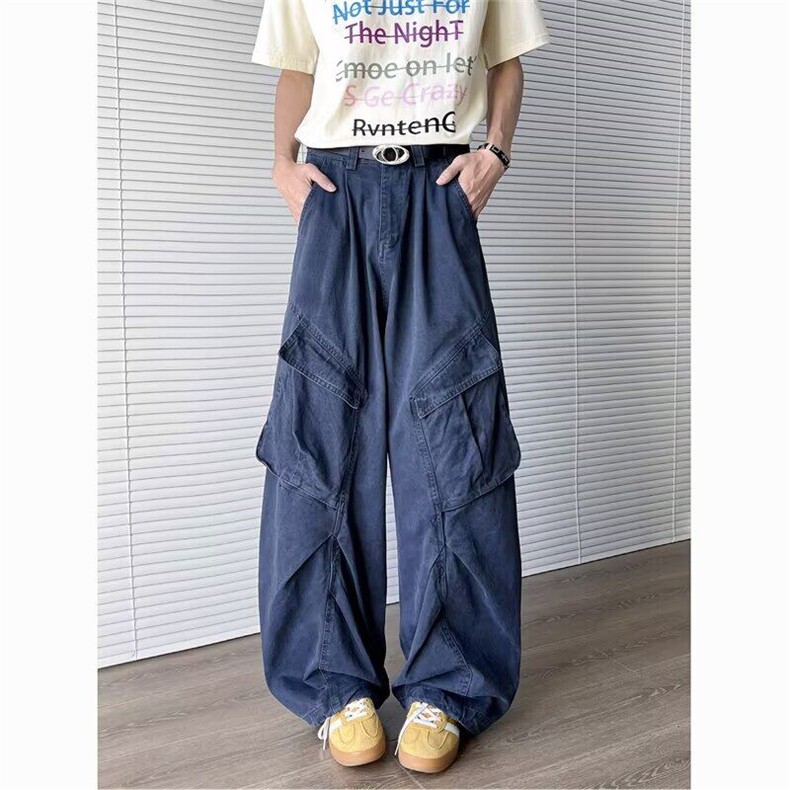 2025新款水洗解构多口袋工装裤休闲阔腿拖地潮流现货K8549-P60，男装工装外套，星座512-3