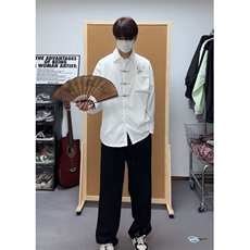 男新中式立体口袋衬衫外套男翠竹刺绣金属扣衬衣C694-P55，男装衬衫，星座1007（原301D）