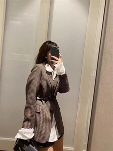 千鸟格小西装图片
