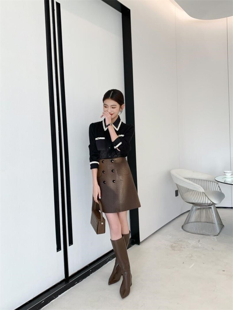 冬季新品小香衬衫，女装衬衫，束索