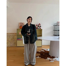 美式复古牛仔夹克男春秋2025新款潮牌高级感水洗做旧宽松休闲外套，男装工装外套，星座1210-1