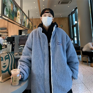 美式高街棉服男冬季痞帅宽松面包服外套潮牌两面穿棉衣图片