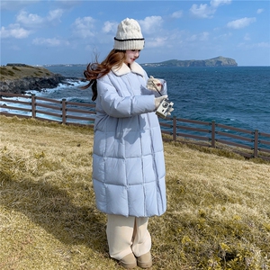 韩系氛围感蓝色90白鸭绒羽绒服女2025冬季新款娃娃领加厚保暖外套图片