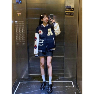 棒球服女外套ins潮美式复古港味学生bf百搭vintage夹克LM055-P65图片