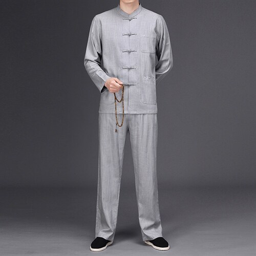 唐装中式长袖外套中老年2023春季新款男装风复古盘扣汉服套装，男装民族服装，电商B212（原钱塘6029）