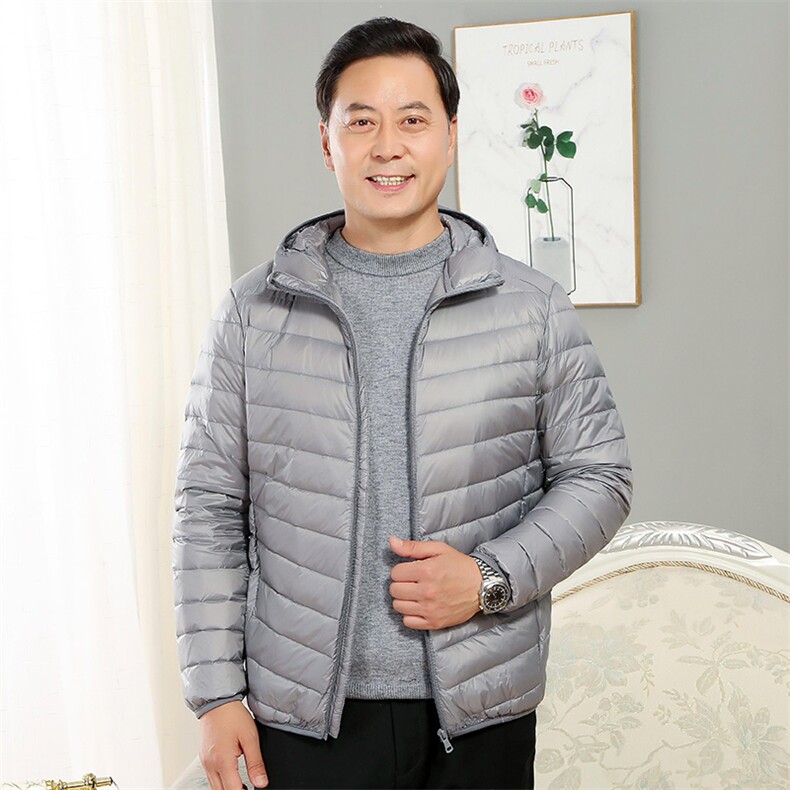 男士中老年90绒轻薄连帽羽绒服外套男款秋冬休闲羽绒轻便外套,男装羽绒服,钱塘723