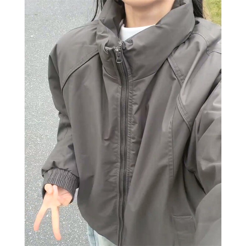 现货美式高街休闲夹克冬季三防立领纯色户外工装加厚棉服外套,男装夹克,电商A486