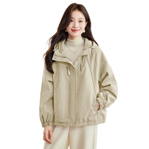 时尚连帽加绒保暖派克服外套女2025秋冬新款宽松显瘦休闲百搭棉服图片