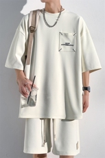 2025夏季新款港风光影墙大码菠萝格短裤套装M-5XHQ23437-P50，男装牛仔裤，电商A022