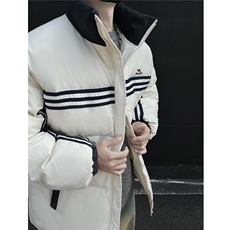 冬装新品美式条纹织带棉服刺绣logo棉衣休闲外套男G1100P118，男装棉衣，电商A339