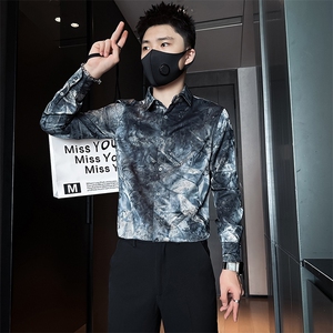 店主风英伦衬衫男印花提花社会小伙高档面料301C-CS10-特P60控89图片