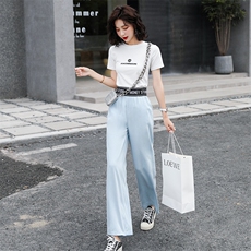 套装/套裙女2021夏季新款小雏菊短袖时尚天丝牛仔裤两件套装潮，女装套装/套裙，瑶迪依秀