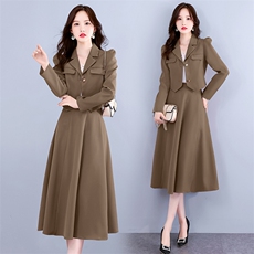 小西装套裙女秋2025春秋季新款气质修身显瘦百搭潮流连衣裙两件套，女装套装/套裙，卡杰菲