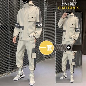 主推秋季男士套装休闲运动服帅气搭配一套工装夹克外套 D05图片
