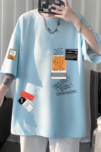HT73121-P22 华夫格t恤男短袖男大码五分袖  短句风图片