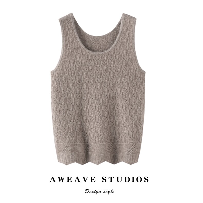 2025夏季新款羊绒衫女100纯山羊绒圆领薄款背心简约纯色吊带打底，女装马甲，咔绒特