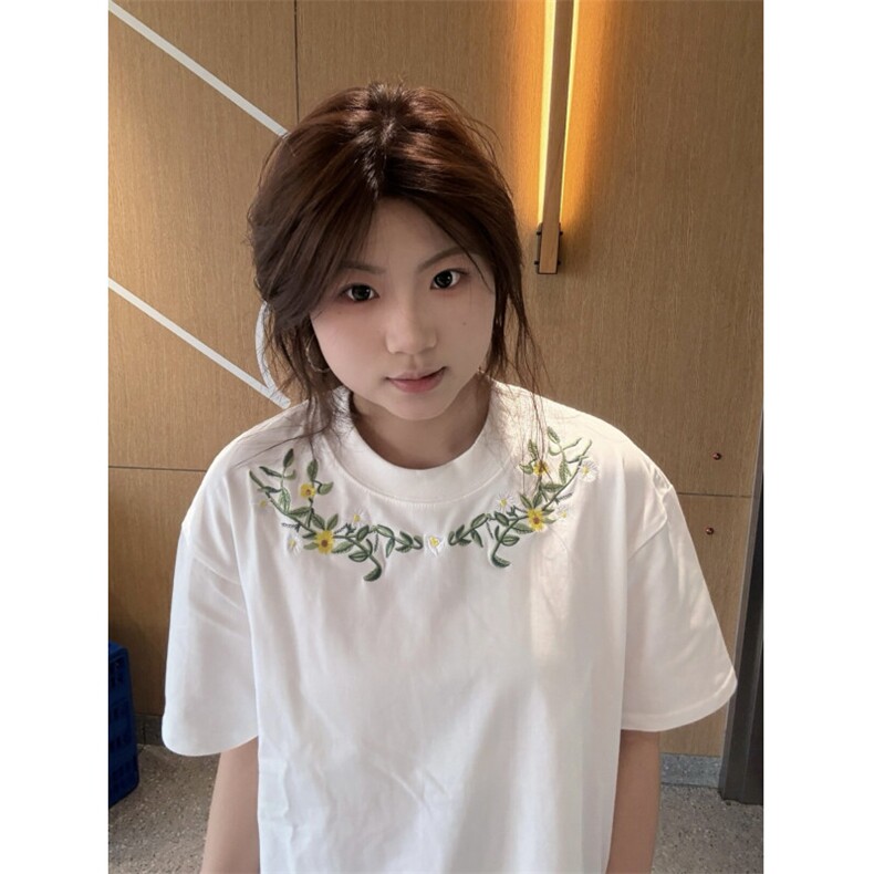 H0980-P35推荐内里铺布+前片绣花宽松休闲短袖T恤男女同款,女装T恤,星座617A-2