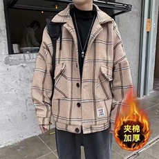 1506-1/M24061/P68新款翻领韩系翻领宽松外套中长款毛呢男秋冬，女装短外套，星座1506-1