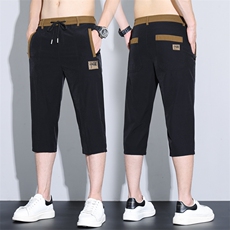 618主推刺绣风七分裤男士冰丝休闲裤中裤夏季薄款裤D77-P35现货，男装休闲裤，星座224-3
