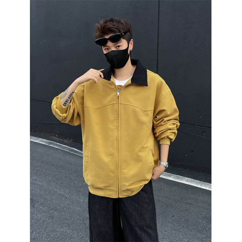拼色翻领工装夹克男女秋冬季情侣装休闲宽松棒球服外套潮1116P70,男装夹克,星座410-2