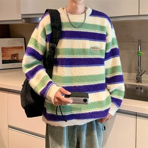 美式复古宽松百搭毛衣男秋季高街潮牌小众设计感打底衫图片
