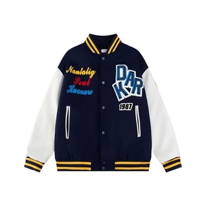 1506-1/J9281/P60复古刺绣字母棒球服外套男女春秋款潮宽松夹克图片