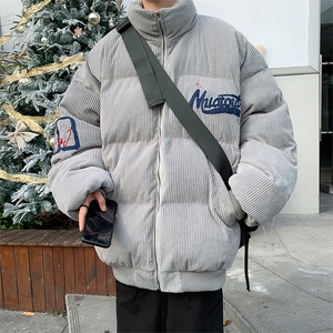立领刺绣灯芯绒加厚棉衣男冬季美式复古潮牌棉服外套  W7953-P88图片