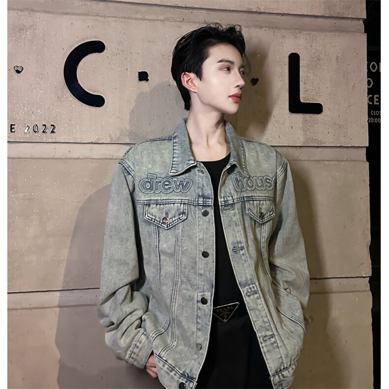 (自家图现货）浅色牛仔外套男秋季工装夹克宽松衣服2501-P78，男装夹克，星座910-5