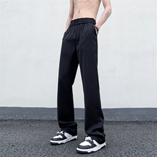 B221美式ins高街纯色情侣款休闲微喇冰丝西裤LK23083-P55控78，男装休闲裤，电商B221