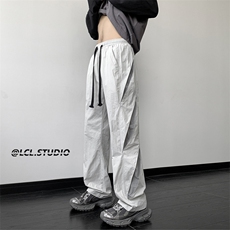 美式高街冲锋裤男夏季薄款速干高级感痞帅降落伞兵裤直筒宽松裤子，男装休闲裤，电商D202