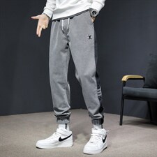 22年抖音秋季新款直筒休闲束脚仿牛仔裤男百搭长裤子潮K552，男装休闲裤，星座815-2