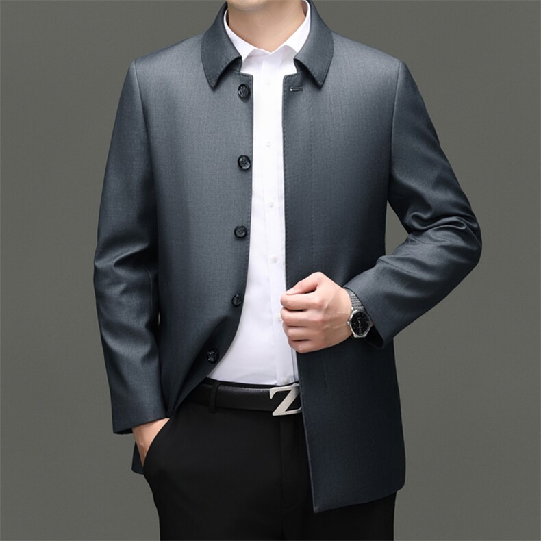 HM8082秋季新款男士夹克翻领商务休闲时尚青年男装纯色外套图片