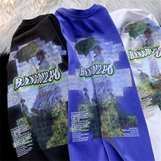 T恤潮流圆领男港风印花2024新款百搭休闲时尚DS-B299-5112P45控69，男装T恤，电商A061-1