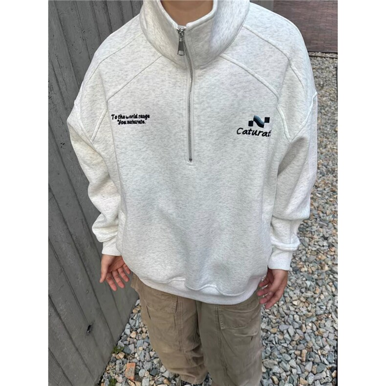 半拉链立领卫衣男士秋冬宽松上衣半高领男款套头打底衫男WY1111，男装T恤，星座516A