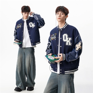 M-6XL 加大码美式重工刺绣棒球服外套 5872特P95控149图片