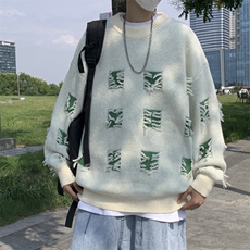 高品质秋款男针织衫圆领套头毛衣破洞补丁休闲外套M781P45，男装针织衫/毛衣，星座1013-1