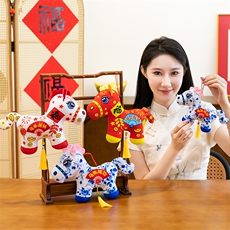 国潮剪纸马2026马年吉祥物公仔生肖小马毛绒玩具原装正版