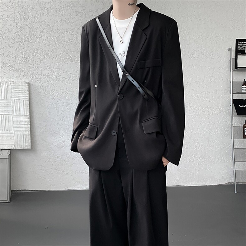 潮流休闲西装外套高级痞帅宽松韩版自带垫肩西服外套可整套搭配,男装西服,电商B319