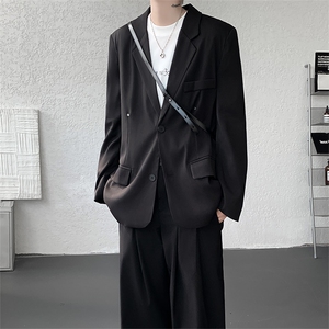 潮流休闲西装外套高级痞帅宽松韩版自带垫肩西服外套可整套搭配图片