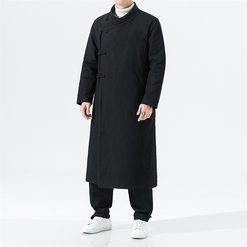 2158^风男士汉服棉衣长款中式唐装棉袄斜襟盘扣棉服加厚外套,男装棉衣,钱塘777(原3023)