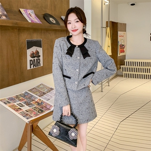 小香风套装女小个子2025年秋季新款气质淑女半身裙短裙两件套图片