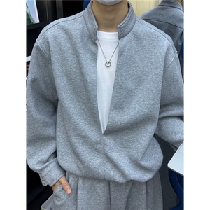 网图 美式层次感假两件立领卫衣男上衣TX222Y-P60 卫裤TX222K-P48图片