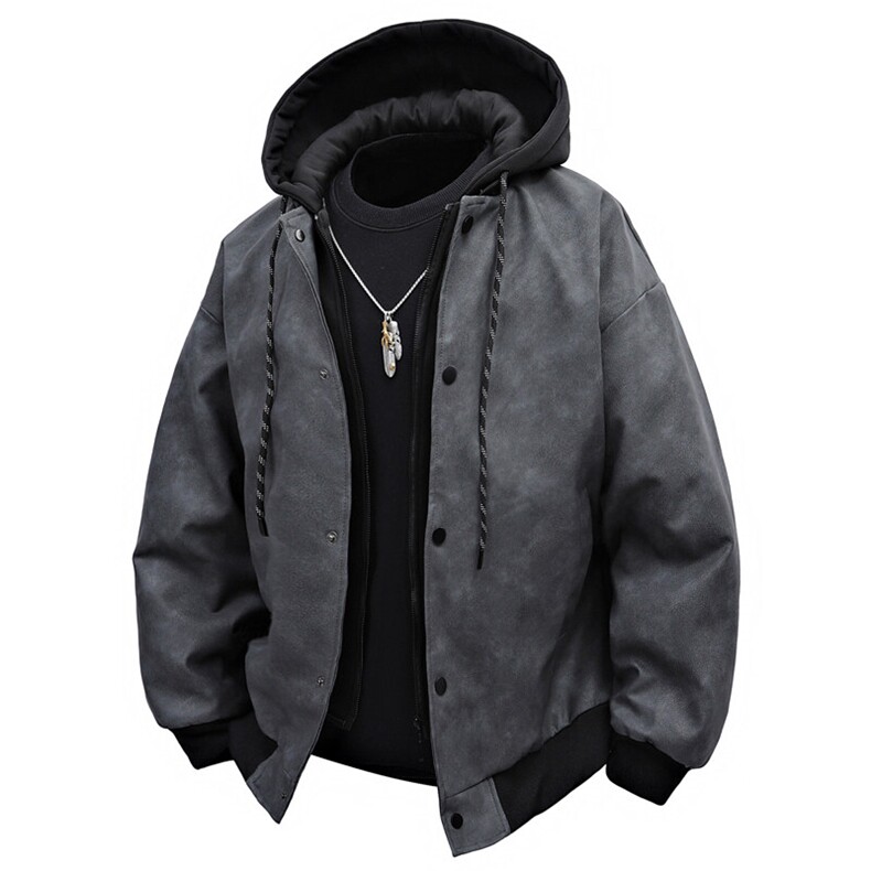 特批2025新款3D平铺美式宽松连帽PU皮夹克JK2503P75，男装夹克，电商A247B