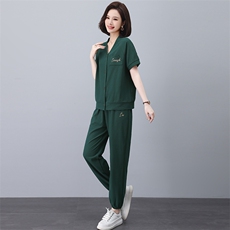 中年妈妈运动服套装洋气2025新款中老年女夏季薄款外套休闲两件套，女装套装/套裙，忆绮罗