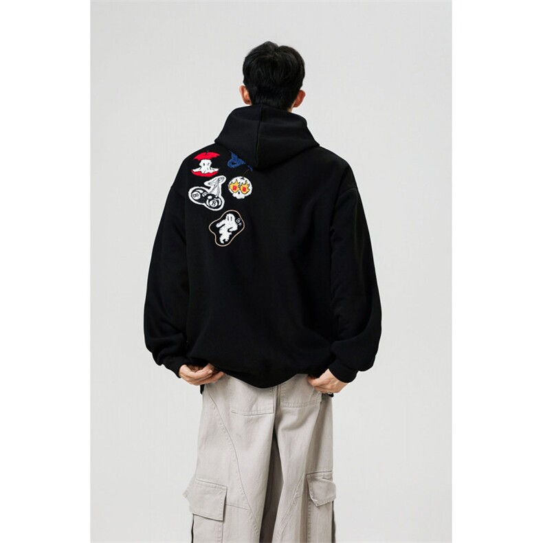 万针刺绣结构设计重磅秋冬全棉高品质美式高街连帽卫衣外套Y7802，女装短外套，电商A486-1