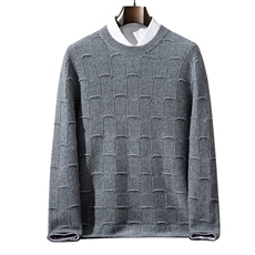 2025年秋季新款百搭那你说方格卷边套头衫，男装针织衫/毛衣，榆莲羊绒