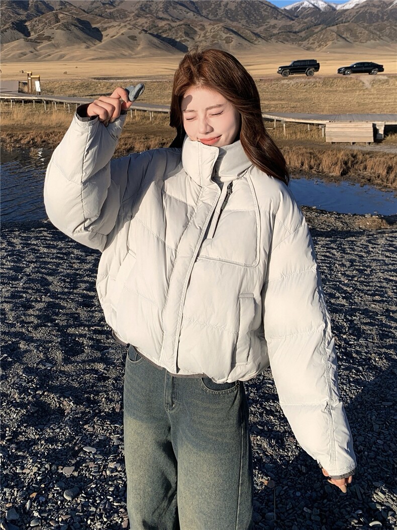 韩版学院风减龄加厚羽绒服女2025年冬季新款连帽保暖白鸭绒面包服,女装羽绒服,慧尚2-185