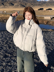 韩版学院风减龄加厚羽绒服女2025年冬季新款连帽保暖白鸭绒面包服图片