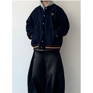 棒球服外套男冬季新款百搭宽松休闲刺绣保暖棉服 MY19图片